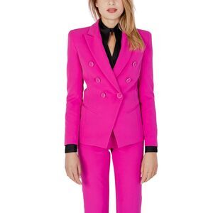 Silence Double Breasted Blazer Pant Set Women Fuchsia Blazers